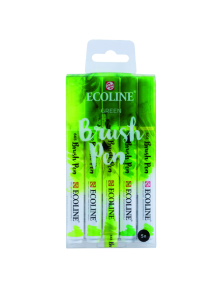 Ecoline Brushpen Verdes, 5 rotuladores