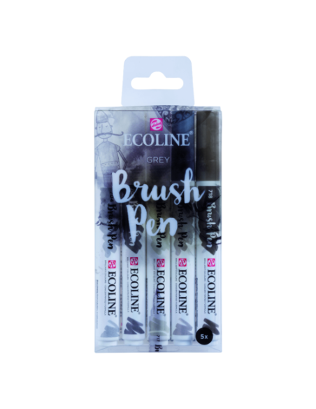 Ecoline Brushpen Grises, 5 rotuladores