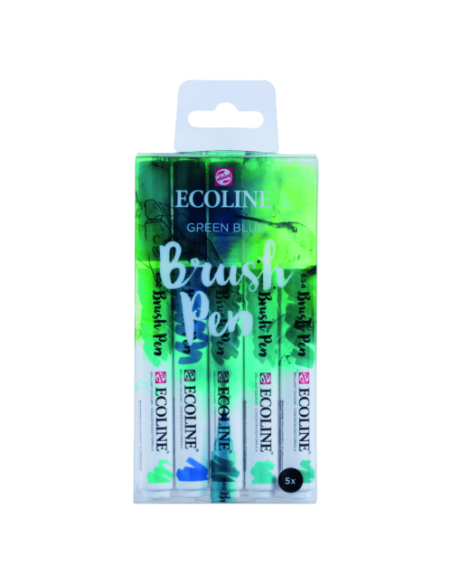 Ecoline Brushpen Verde-Azul, 5 rotuladores