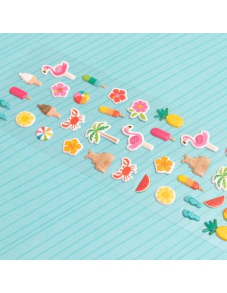 Pegatinas Puffy, Pink paislee, Whimsical