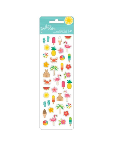 Pegatinas Puffy, Pink paislee, Whimsical