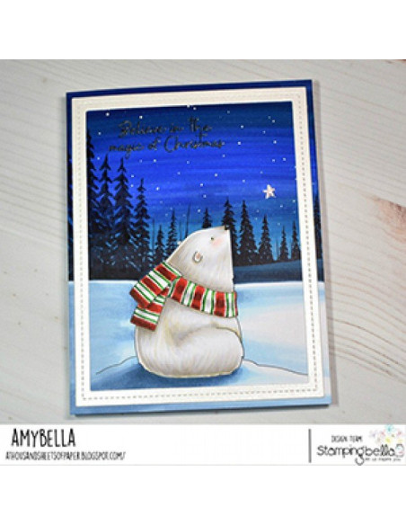 Sello Stampingbella Polar Bear, wishing upon a star