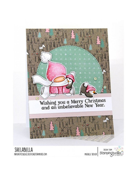 Sello Stampingbella Bundle girl Skater with penguins