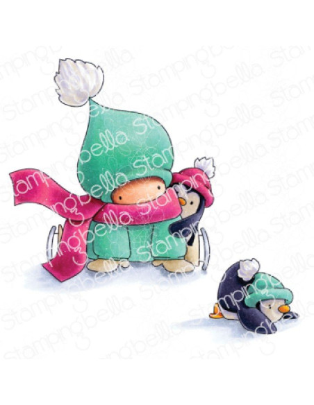 Sello Stampingbella Bundle girl Skater with penguins