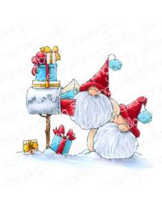 Sello Stampingbella Christmas card gnomes