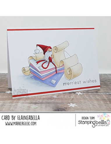 Sello Stampingbella Gnome with a list