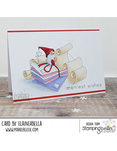 Sello Stampingbella Gnome with a list