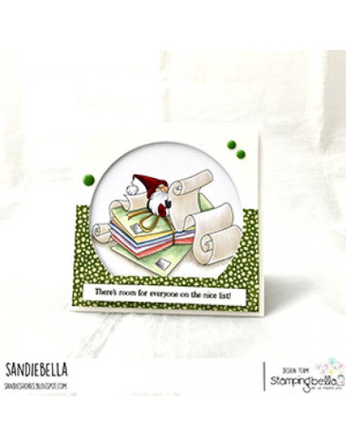 Sello Stampingbella Gnome with a list