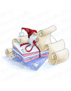 Sello Stampingbella Gnome with a list