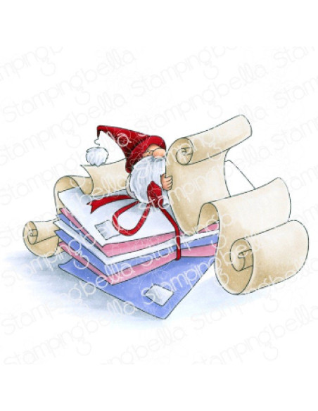 Sello Stampingbella Gnome with a list