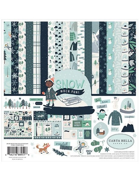 Kit 12´ Carta Bella, Snow Much Fun