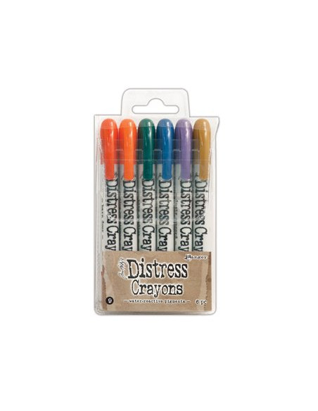 Distress Crayons, Tim Holtz, Set 9, 6 unid