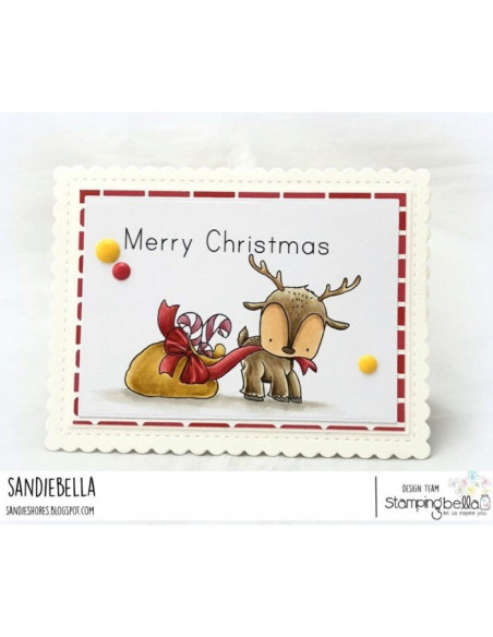 Sello Stampingbella reindeer with gift Stuffie