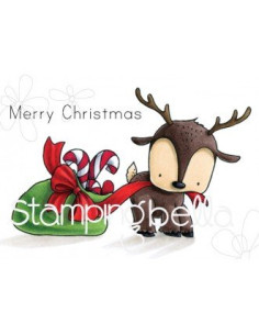 Sello Stampingbella reindeer with gift Stuffie