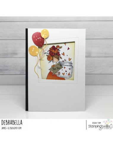 Sello Stampingbella curvy girl with jar of hearts