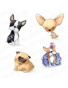 Sello Stampingbella Boston pug and chihuaha