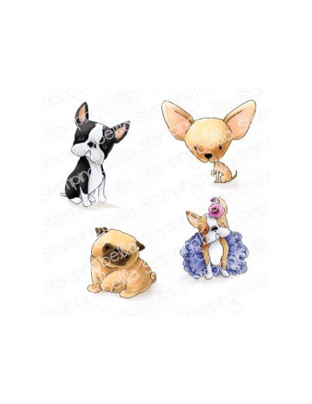 Sello Stampingbella Boston pug and chihuaha