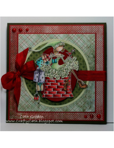 Sello Stampingbella Uptown Girls, Charlie waits by chimn