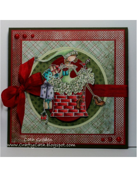 Sello Stampingbella Uptown Girls, Charlie waits by chimn