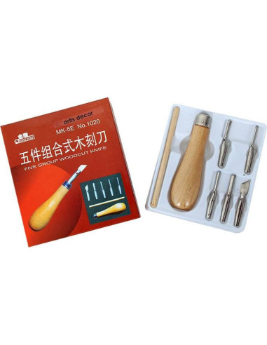 KIT MANGO MADERA LINOLEO + 5 GUBIAS