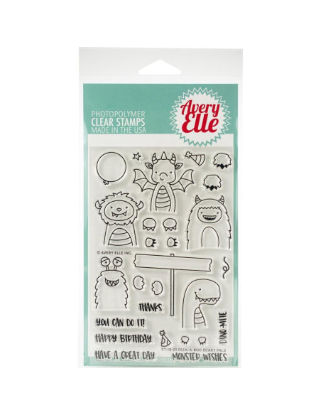 Sello peek a boo scary pals de Avery Elle