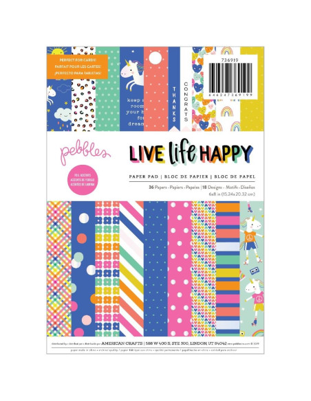 block de 15x20cm live life happy pebbles