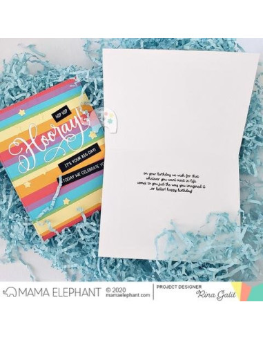 Mama Elephant sello inside birthday messages