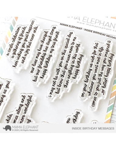 Mama Elephant sello inside birthday messages