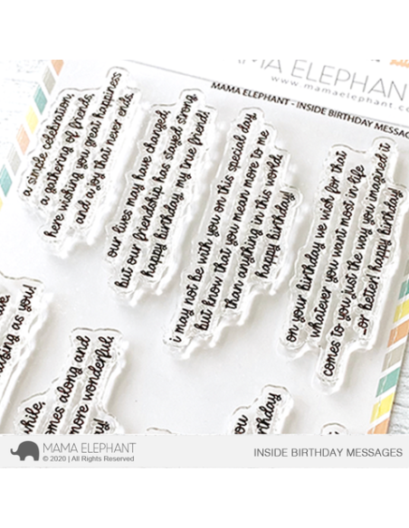 Mama Elephant sello inside birthday messages