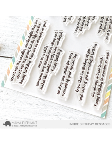 Mama Elephant sello inside birthday messages