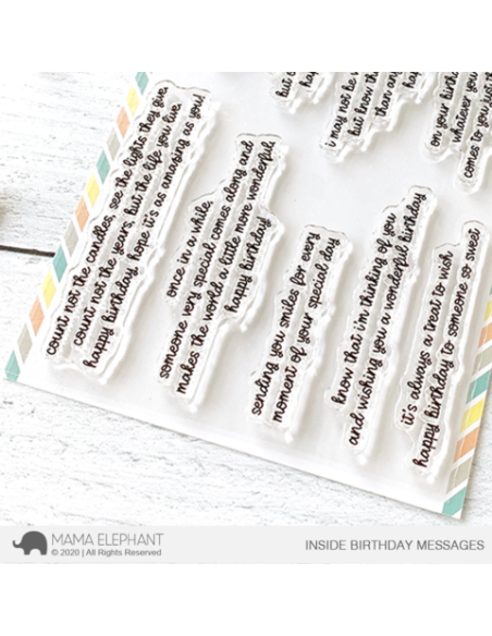 Mama Elephant sello inside birthday messages