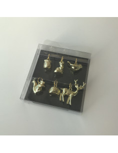 set de 6 colgantes de animales dorados