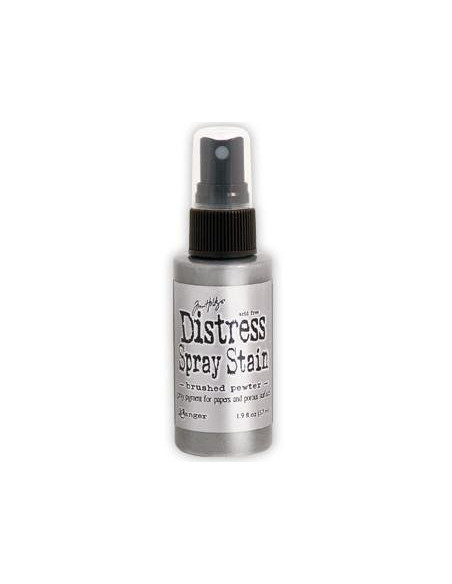 Tinta Distress en spray Brushed Pewter, de Tim Holtz