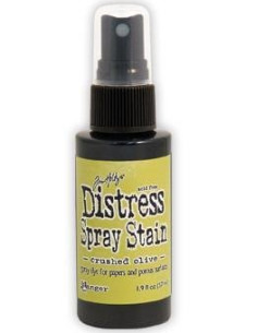 Tinta Distress en spray Crushed Olive, de Tim Holtz