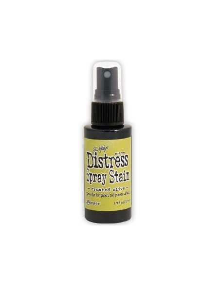 Tinta Distress en spray Crushed Olive, de Tim Holtz