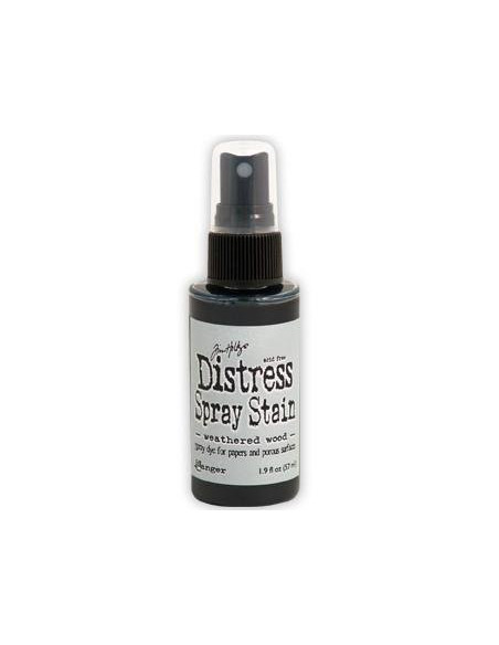 Tinta Distress en spray Weathered Wood, de Tim Holtz