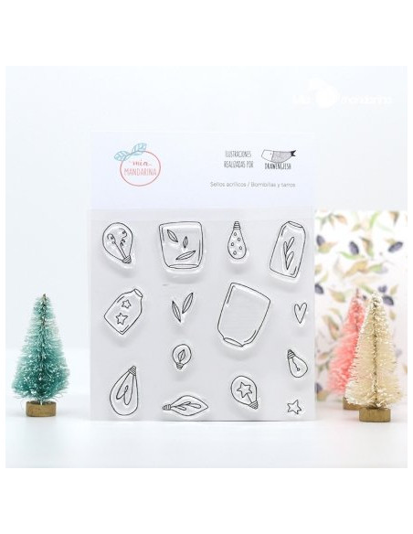 Sello bombillas y tarros de Mia mandarina