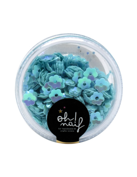 Caja lentejuelas flores verde agua de Ohnaif