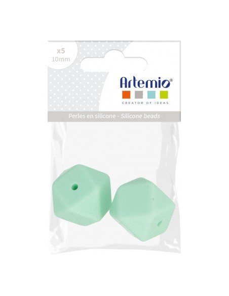 Perlas de silicona 17mm hexagonal verde mint
