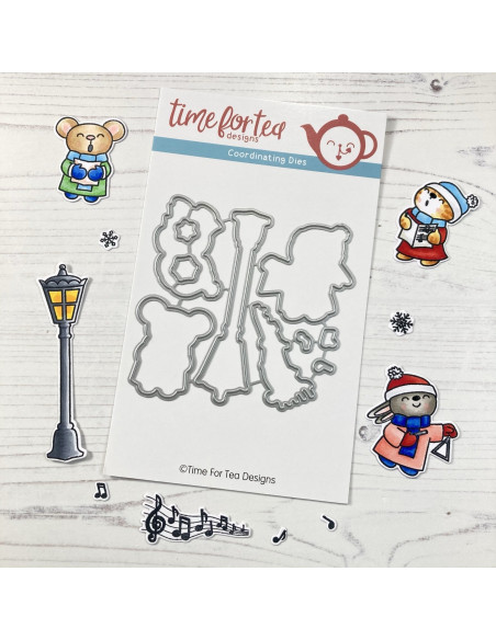 Troquel Carolling Critters de Time for Tea desings