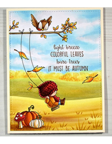 Sello Stampingbella bundle girl on a swing