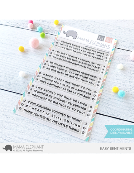 Sello easy sentiments de Mama Elephant