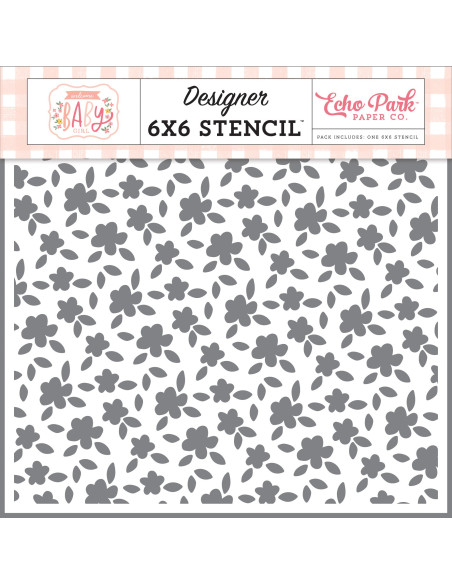 Stencil Petite floral Welcome Baby Girl de Echo Park