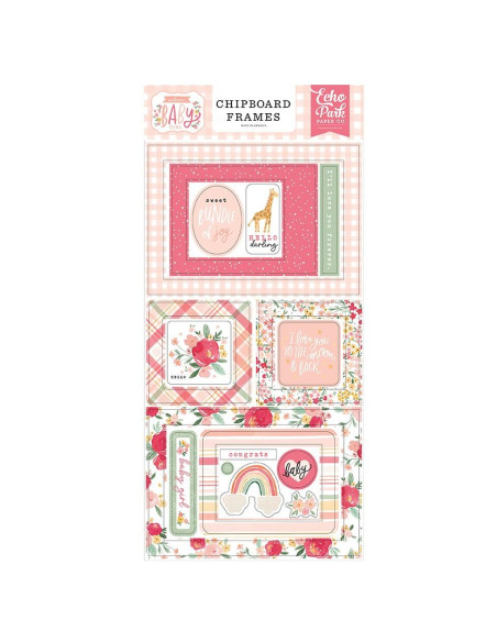 Chipboard Frames Welcome Baby Girl de Echo Park