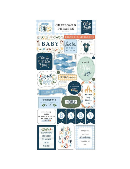 Chipboard phrases Welcome Baby Boy de Echo Park