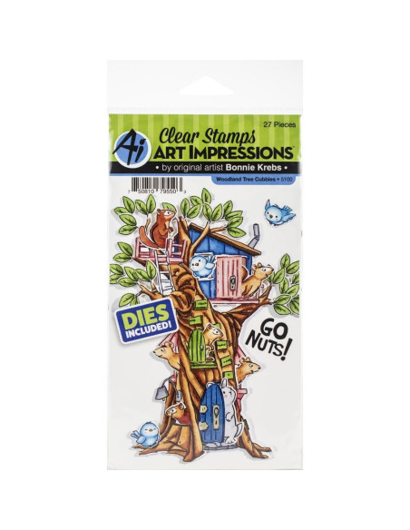 Sello con troquel Woodland Tree Cubbies de Art Impressions