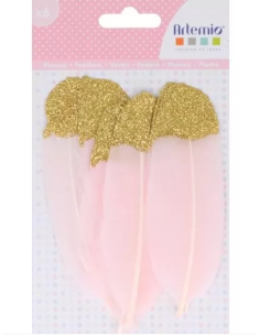Pack 6 plumas rosa/oro de Artemio