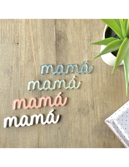 Palabra metacrilato MAMÁ azul escarchado