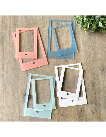 Set 2 marcos metacrilato rosa escarchado