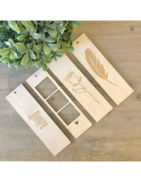 Marcapágina Rosa madera